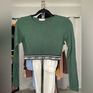 SOLD!! Green Long Sleeve Crop Top